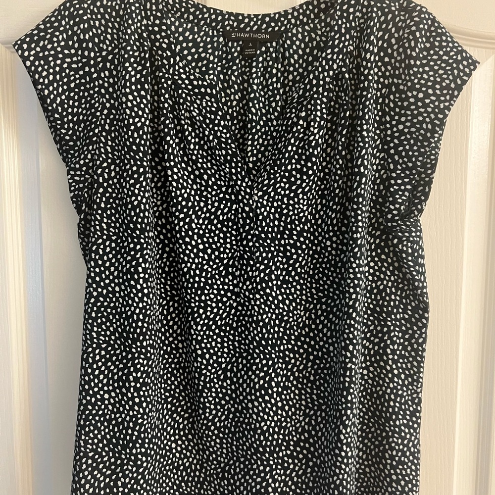 41 Hawthorn Black and White Relaxed Pleated Blouse